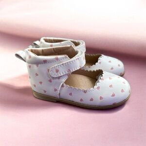 NWT Mary Jane Toddler Shoes Pink Flower Scallop Toddler Size 6